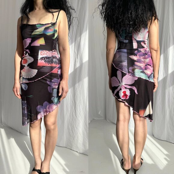 Jean Paul Gaultier fuzzi no tage 3 pieces mesh dress set spaghetti slip dress - Picture 7 of 12